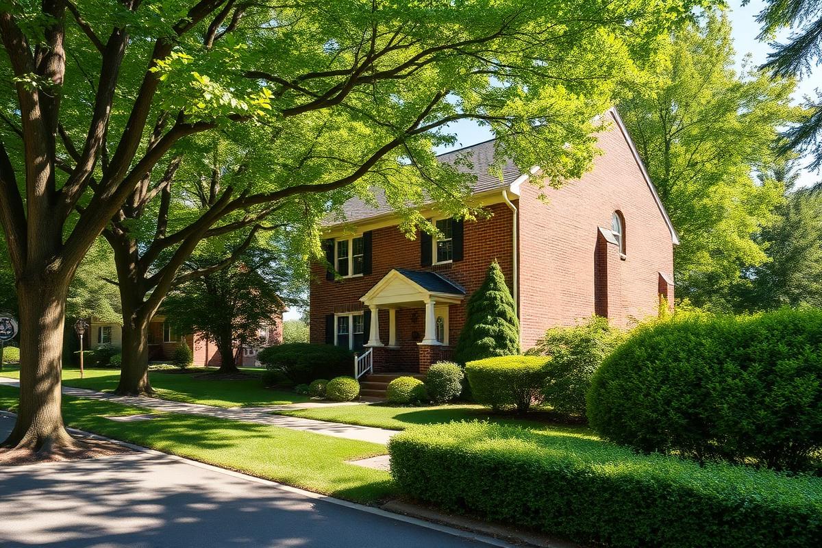 Established brick home on a tree-lined residential street in Ann Arbor, Michigan